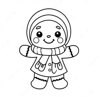 Cute Gingerbread Girl In A Winter Scarf Coloring Page 36714-29055