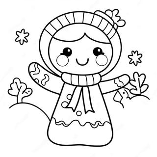 Cute Gingerbread Girl In A Winter Scarf Coloring Page 36714-29056