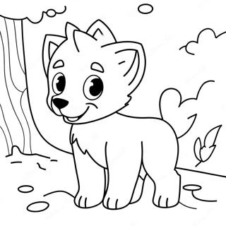 Playful Anime Wolf Pup Coloring Page 36804-58834