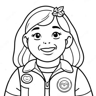 Cheerful Girl Scout With Badges Coloring Page 36924-29197