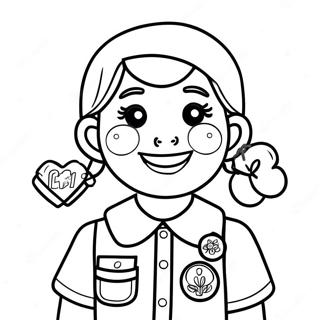 Cheerful Girl Scout With Badges Coloring Page 36924-29199