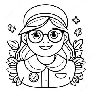 Cheerful Girl Scout With Badges Coloring Page 36924-29200