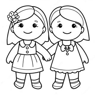 Bffs Holding Hands Coloring Page 36933-29203