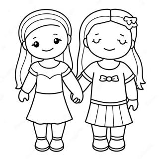 Bffs Holding Hands Coloring Page 36933-29204