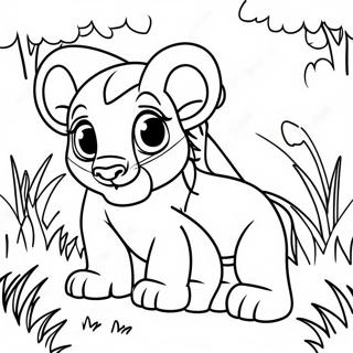 Simba And Kiara Playing In The Grass Coloring Page 36954-29224