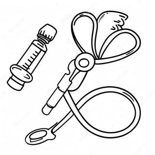 Colorful Stethoscope And Syringe Coloring Page 36984-29254