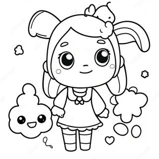 Kawaii Girl With Cute Animal Coloring Page 37013-29267