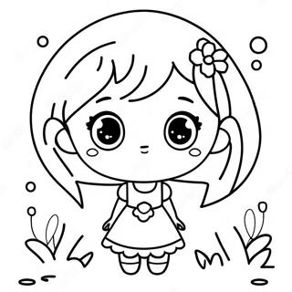 Adorable Kawaii Girl With Big Eyes Coloring Page 37014-29274