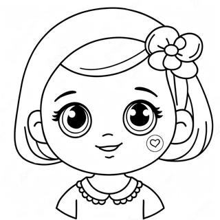 Adorable Kawaii Girl With Big Eyes Coloring Page 37014-29275