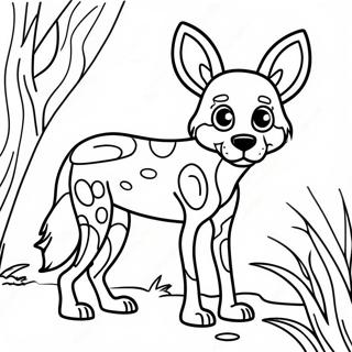 Playful African Wild Dog Coloring Page 37074-29349