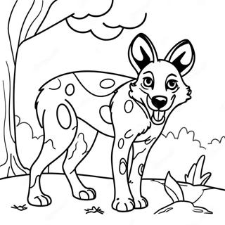 Playful African Wild Dog Coloring Page 37074-29350