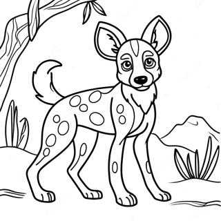 Playful African Wild Dog Coloring Page 37074-29351