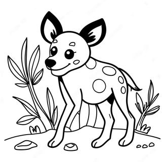 Playful African Wild Dog Coloring Page 37074-29352