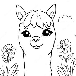 Schattige Alpaca Met Bloemen Kleurplaat 37174-29392