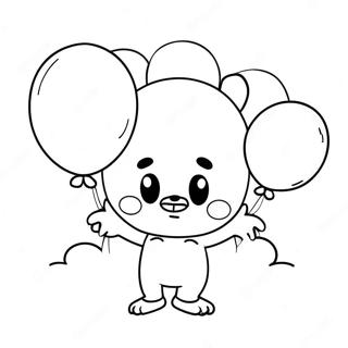 Funny Mascot With Balloons Coloring Page 37184-29406