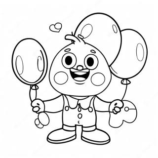 Funny Mascot With Balloons Coloring Page 37184-29407