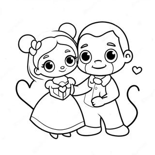 Cute Disney Couples Valentines Coloring Page 37224-29423