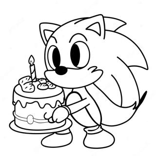 Sonic Der Igel Mit Geburtstagstorte Ausmalbild 37244-29446