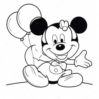 Cheerful Mickey Mouse With Balloons Coloring Page 37274-29477