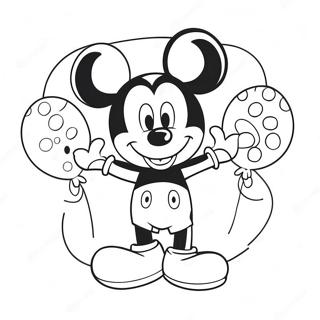 Cheerful Mickey Mouse With Balloons Coloring Page 37274-29478