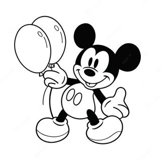 Cheerful Mickey Mouse With Balloons Coloring Page 37274-29479