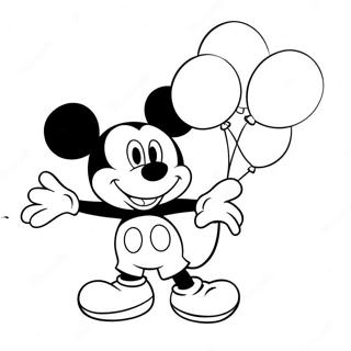 Cheerful Mickey Mouse With Balloons Coloring Page 37274-29480