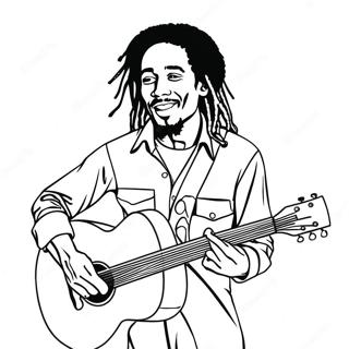 Bob Marley With Guitar Coloring Page 37284-29470