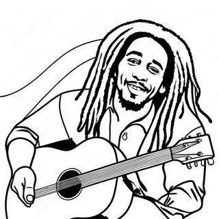 Bob Marley With Guitar Coloring Page 37284-29471