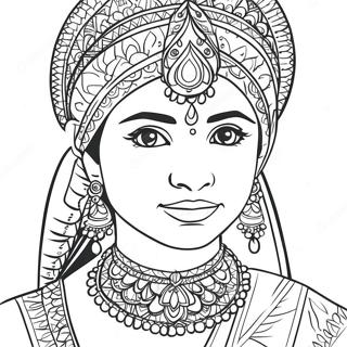 Indian Girl In Traditional Attire Coloring Page 37293-29483