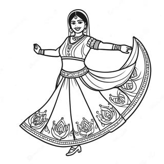 Indian Girl Dancing In Lehenga Coloring Page 37294-29485