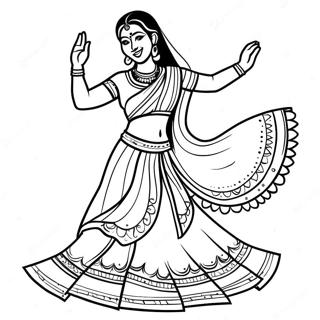 Indian Girl Dancing In Lehenga Coloring Page 37294-29486