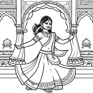 Indian Girl Dancing In Lehenga Coloring Page 37294-29487