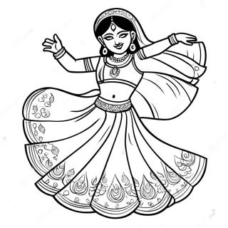 Indian Girl Dancing In Lehenga Coloring Page 37294-29488