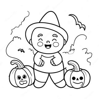 トリック・オア・トリートかわいいハロウィン 塗り絵ページ