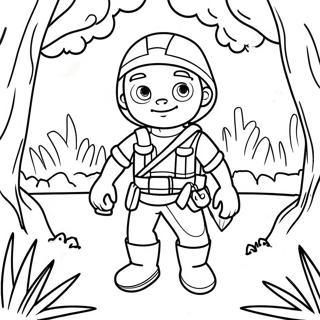 Brave Explorer In Jungle Coloring Page 37404-29574