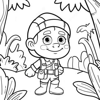 Brave Explorer In Jungle Coloring Page 37404-29576