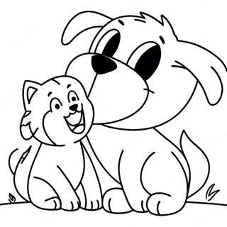 Playful Cat And Dog Friends Coloring Page 37564-29709