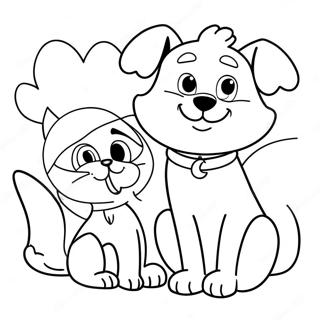 Playful Cat And Dog Friends Coloring Page 37564-29710