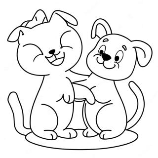 Playful Cat And Dog Friends Coloring Page 37564-29711