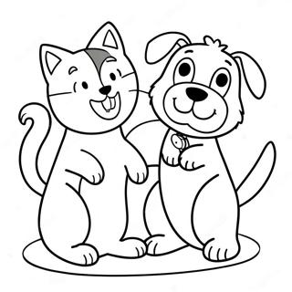 Playful Cat And Dog Friends Coloring Page 37564-29712