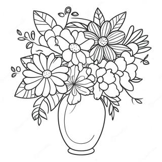 Flowers In A Vase Coloring Pages