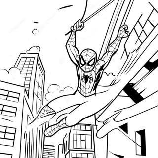 Spiderman Swinging Through City Coloring Page 37714-29822