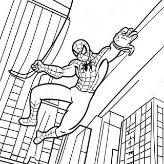 Spiderman Swinging Through City Coloring Page 37714-29824