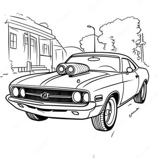 Classic Muscle Car In Action Coloring Page 3771-3010