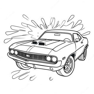 Classic Muscle Car In Action Coloring Page 3771-3011