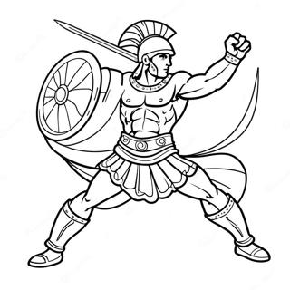 Z Achilles Battling In A Dynamic Pose Coloring Page 37724-29842