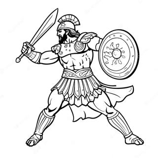 Z Achilles Battling In A Dynamic Pose Coloring Page 37724-29843