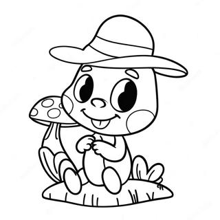 Cute Jiminy Cricket Sitting On A Mushroom Coloring Page 37774-29873