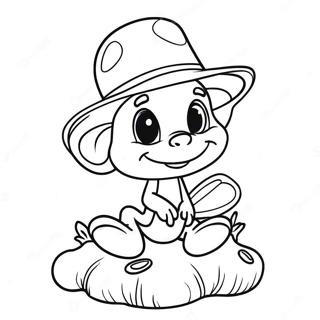 Cute Jiminy Cricket Sitting On A Mushroom Coloring Page 37774-29874