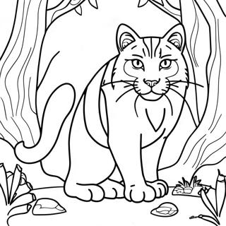 Majestic Wildcat In The Forest Coloring Page 37804-29913